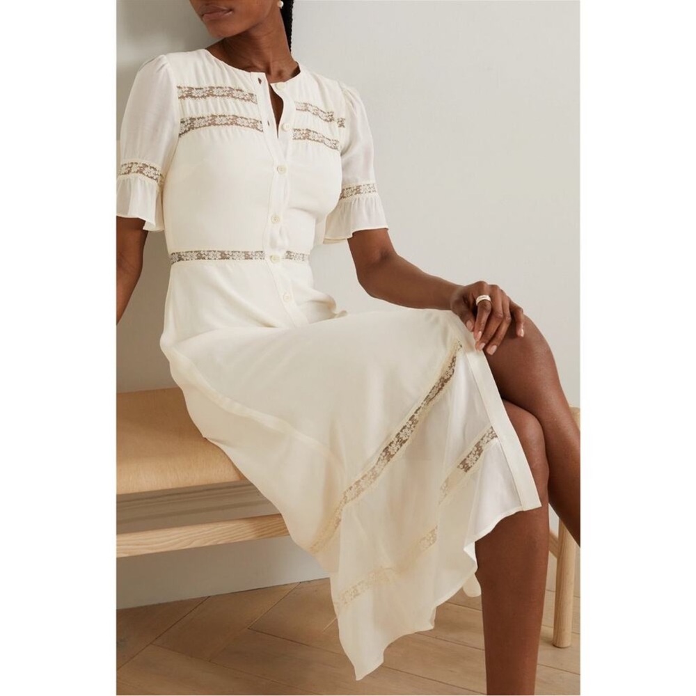 Reformation Cream Dress with Gold Accents